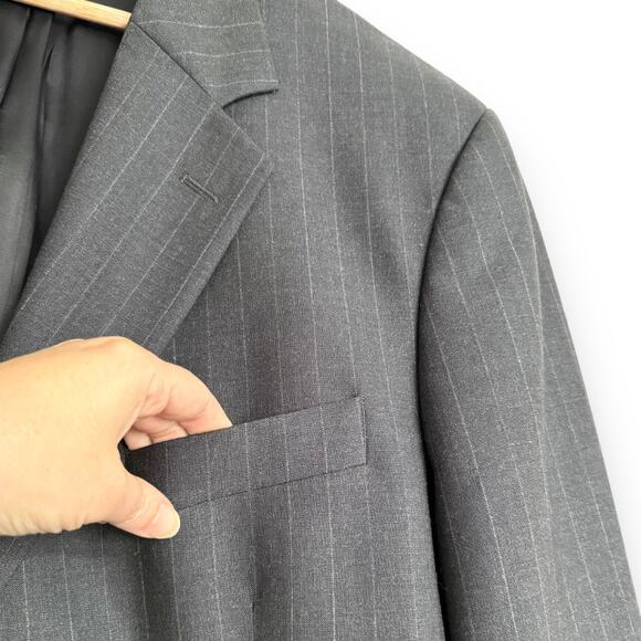Brooks Brothers 346 Wool Stretch Charcoal Gray Pin Stripe Blazer Men's 46L - Picture 6 of 14